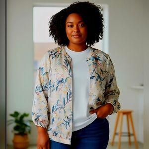 LC Lauren Conrad Floral Print Blazer Large